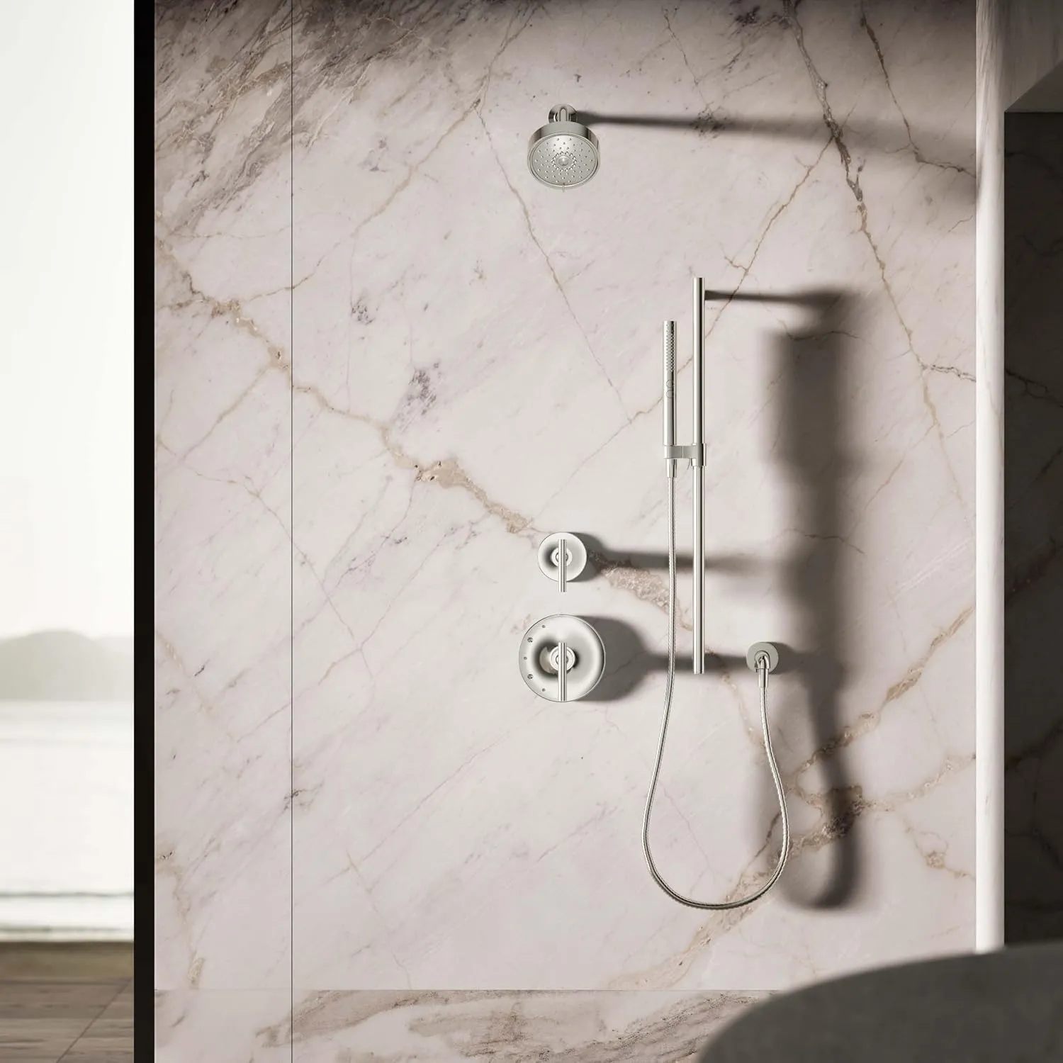 KOHLER 21335-G-SN Shift   Round Two-Function Handshower, Handheld Showerhead with 2 Spray Settings, 1.75 GPM, Vibrant Polished Nickel