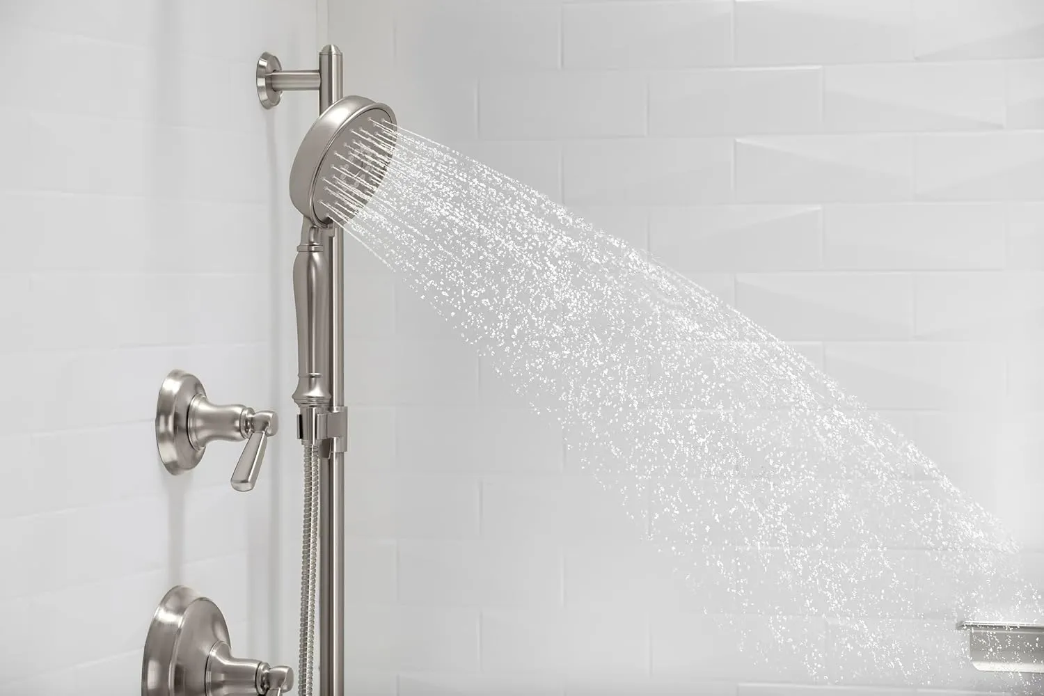 KOHLER 22166-SN Purist Four-Function Handshower, Handheld Showerhead with 3 Spray Settings, 2.5 GPM, Vibrant Polished Nickel