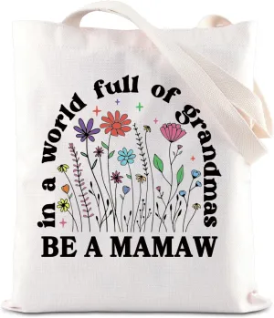 KUIYAI MAMAW Tote Bag Grandma To Be Shoulder Bag Best MAMAW Gift Grandmother Life Gift Mother Day Gift From Grandchild