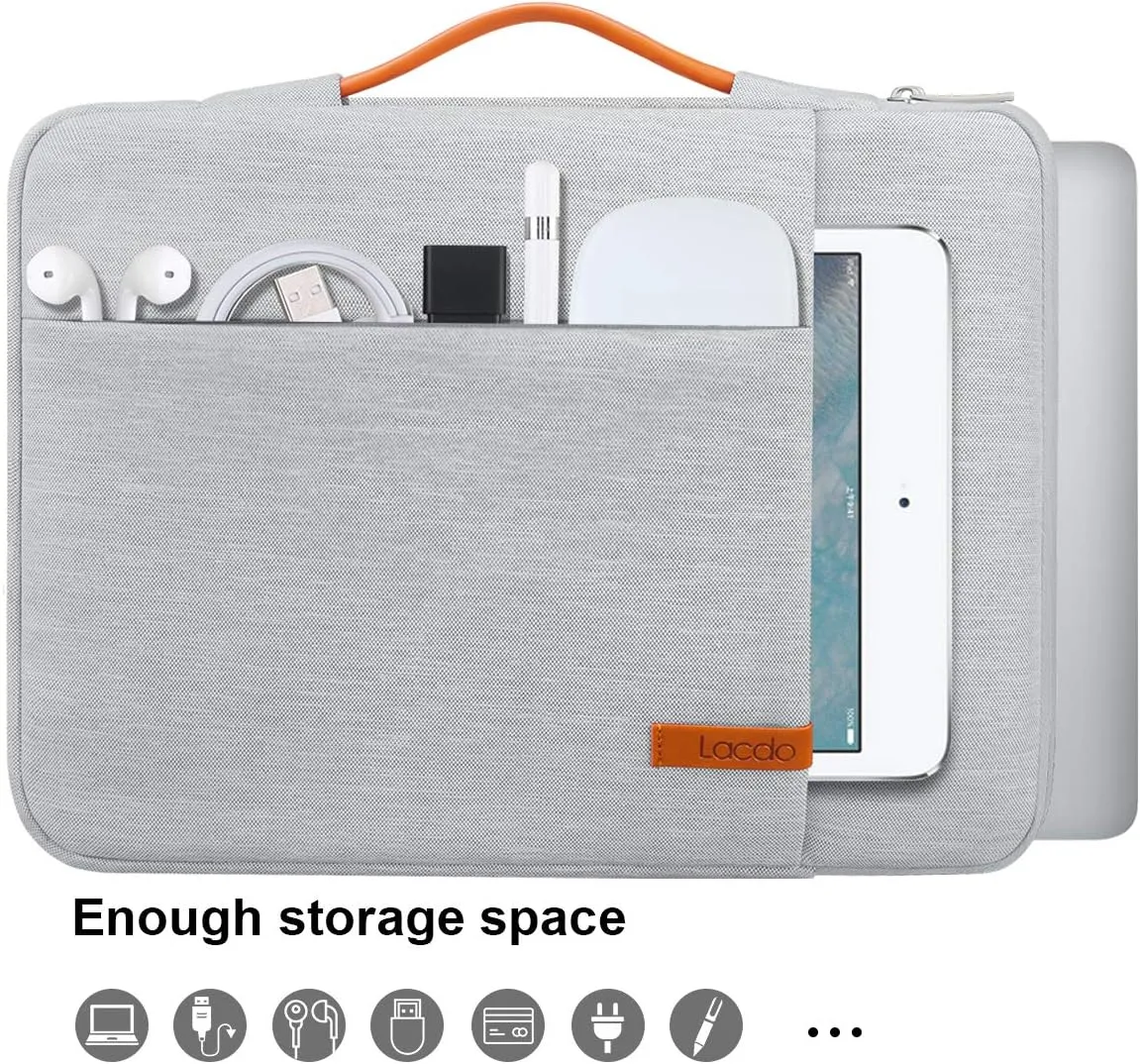 Lacdo 360° Protective 16 Inch Laptop Sleeve Case for 16 Inch HP Lenovo ASUS Acer Dell Laptop/HP Pavilion Envy/Lenovo ThinkPad IdeaPad/Acer Swift/ASUS Vivobook/Dell Computer Bag, Gray