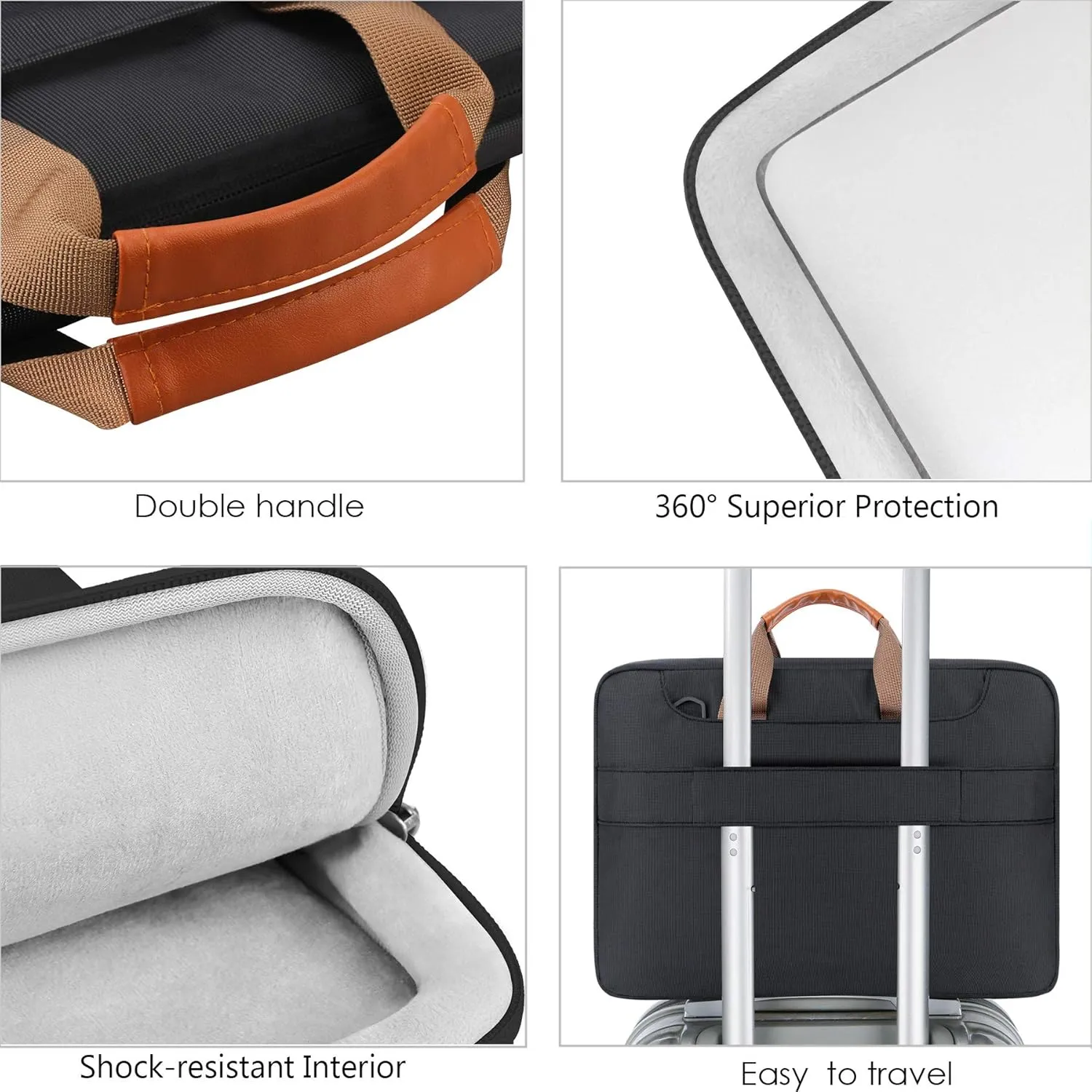 Lacdo 360° Protective Laptop Shoulder Bag, 16 inch Laptop Bag for 16 inch New MacBook Pro M4/M3/M2 /M1 Pro Max A3403 A3186 A2991 A2780 A2485 2024-2019, 15" Surface Laptop 7th Copilot PC Computer,Black
