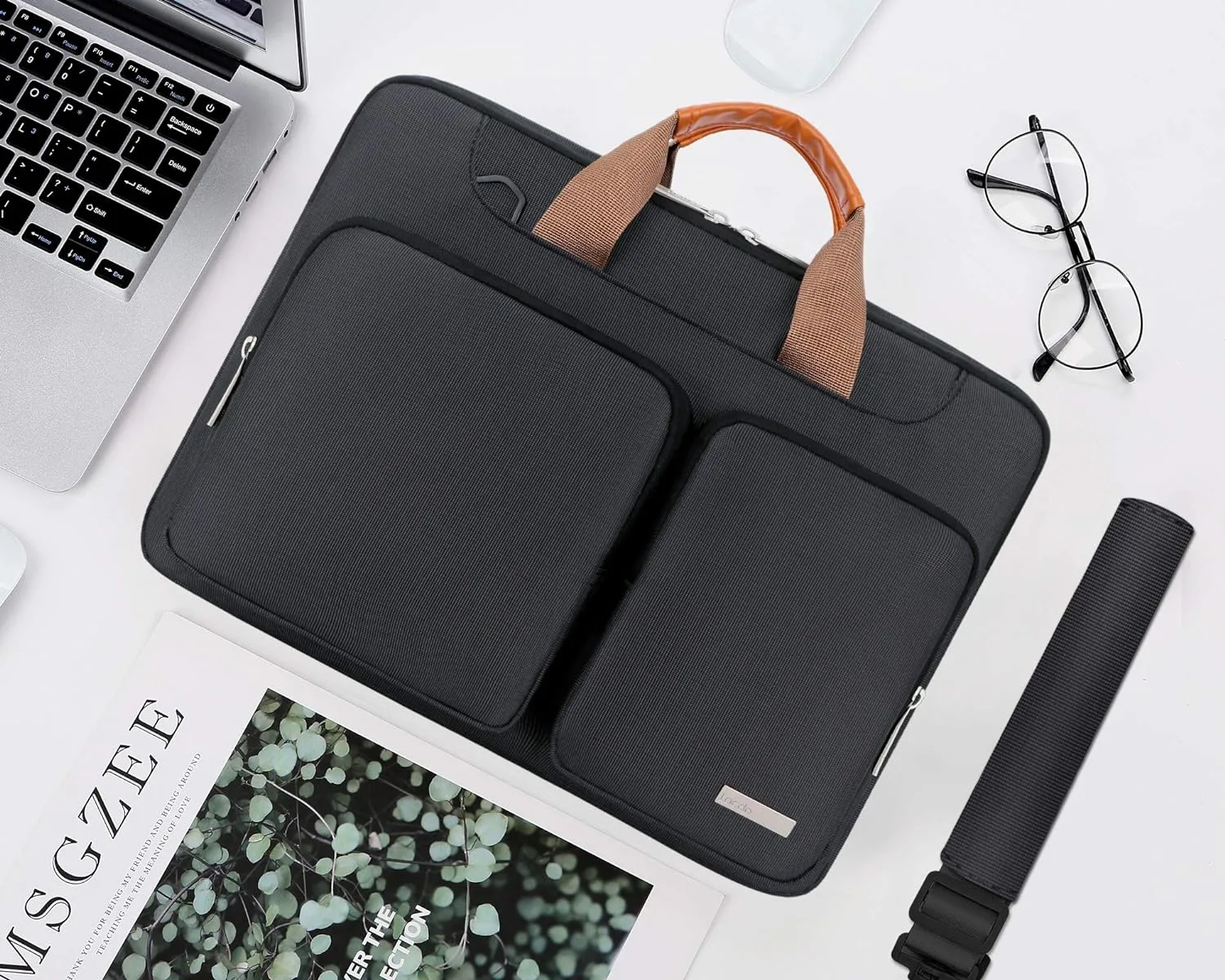 Lacdo 360° Protective Laptop Shoulder Bag, 16 inch Laptop Bag for 16 inch New MacBook Pro M4/M3/M2 /M1 Pro Max A3403 A3186 A2991 A2780 A2485 2024-2019, 15" Surface Laptop 7th Copilot PC Computer,Black
