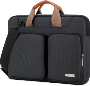 Lacdo 360° Protective Laptop Shoulder Bag, 16 inch Laptop Bag for 16 inch New MacBook Pro M4/M3/M2 /M1 Pro Max A3403 A3186 A2991 A2780 A2485 2024-2019, 15" Surface Laptop 7th Copilot PC Computer,Black