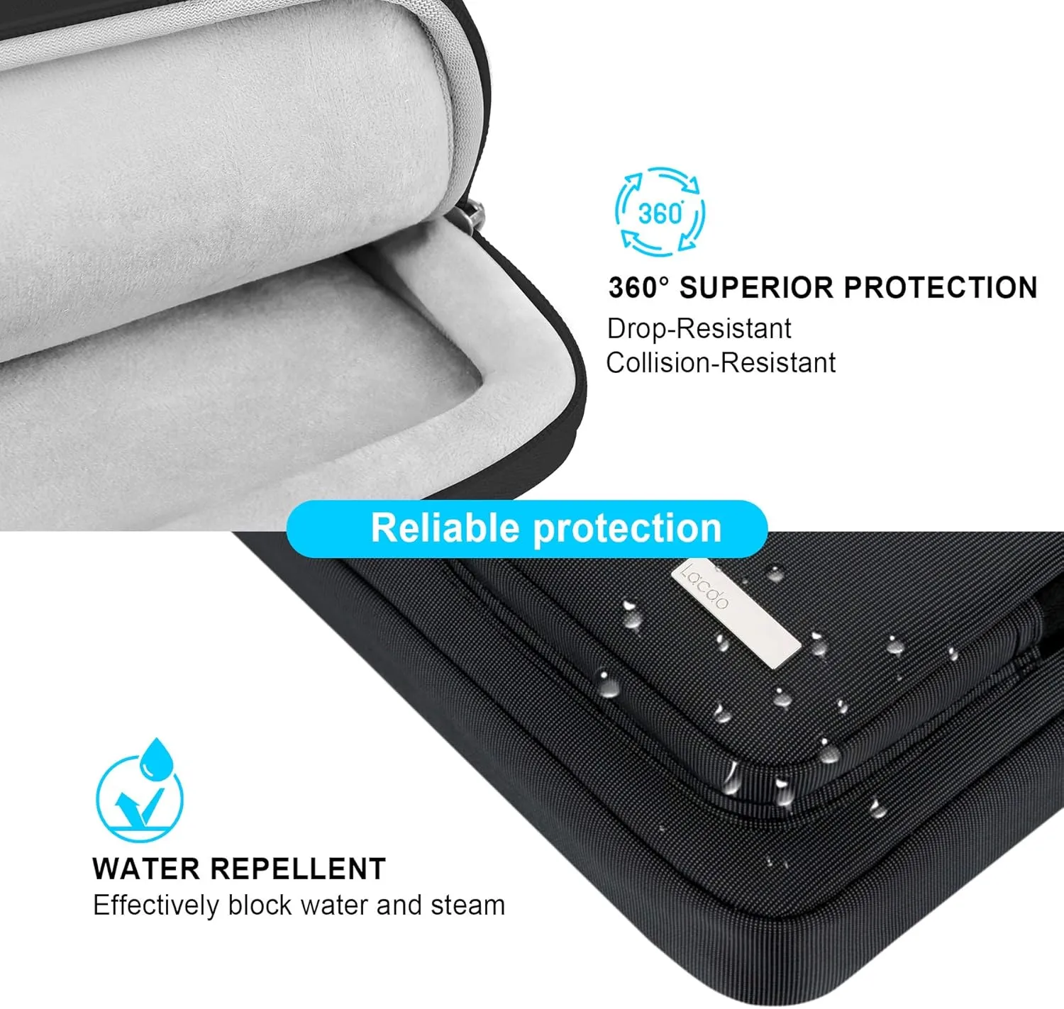 Lacdo 360° Protective Laptop Shoulder Bag, 16 inch Laptop Bag for 16 inch New MacBook Pro M4/M3/M2 /M1 Pro Max A3403 A3186 A2991 A2780 A2485 2024-2019, 15" Surface Laptop 7th Copilot PC Computer,Black