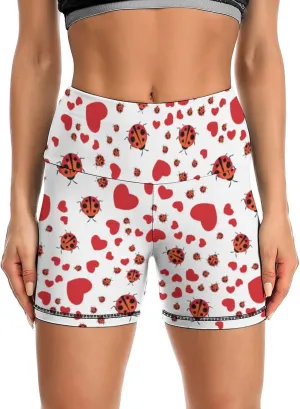 Ladybug Pattern Yoga Pants Shorts Female Yoga Pant Breathable Elastic Waist Gym Short Sports Hot Pant