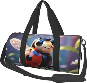 ladybug Printed Travel Bag,Round Personal Item Storage bag,Foldie Duffel Bag for Traveling Vacation,Fitness,Sports