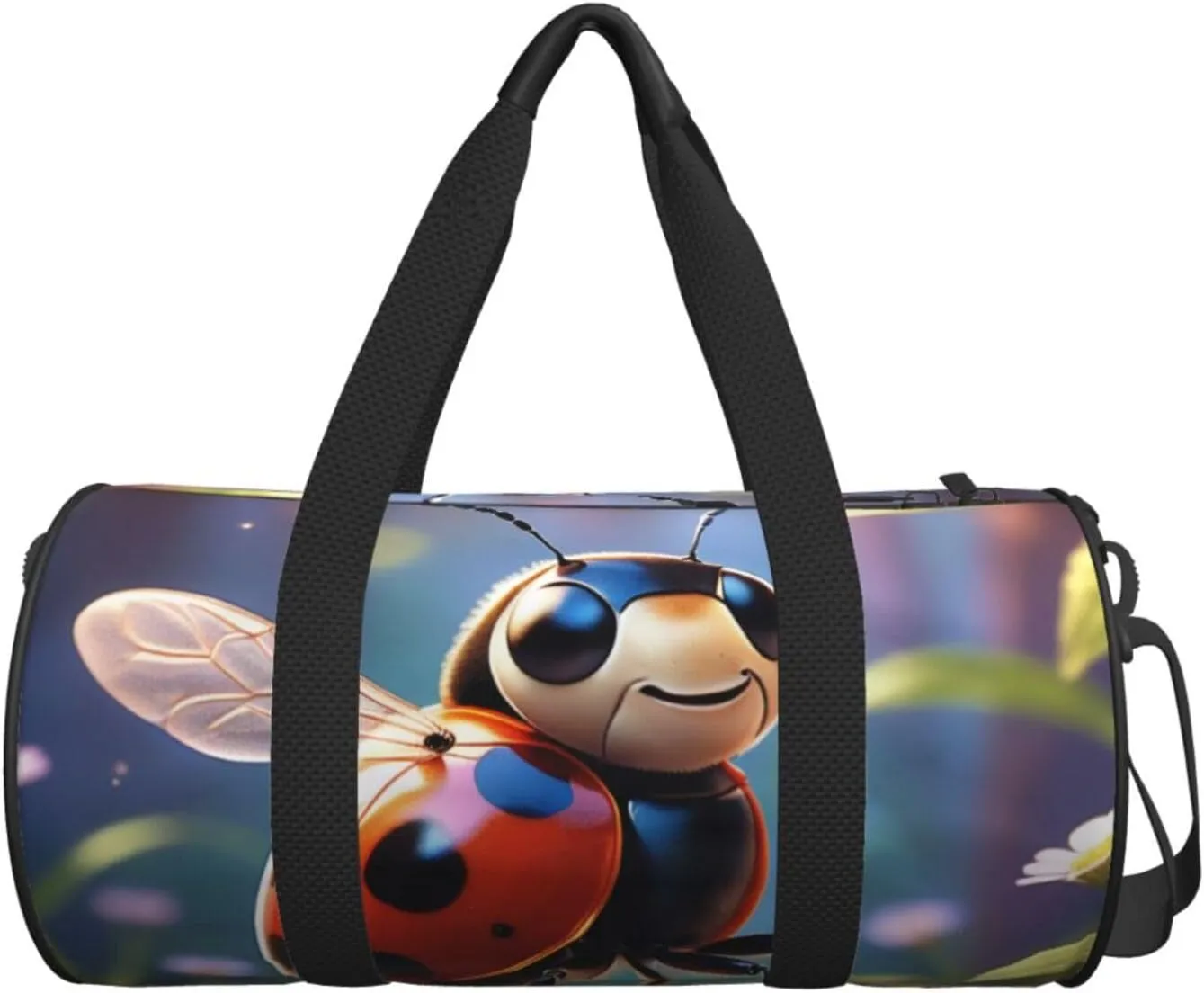 ladybug Printed Travel Bag,Round Personal Item Storage bag,Foldie Duffel Bag for Traveling Vacation,Fitness,Sports