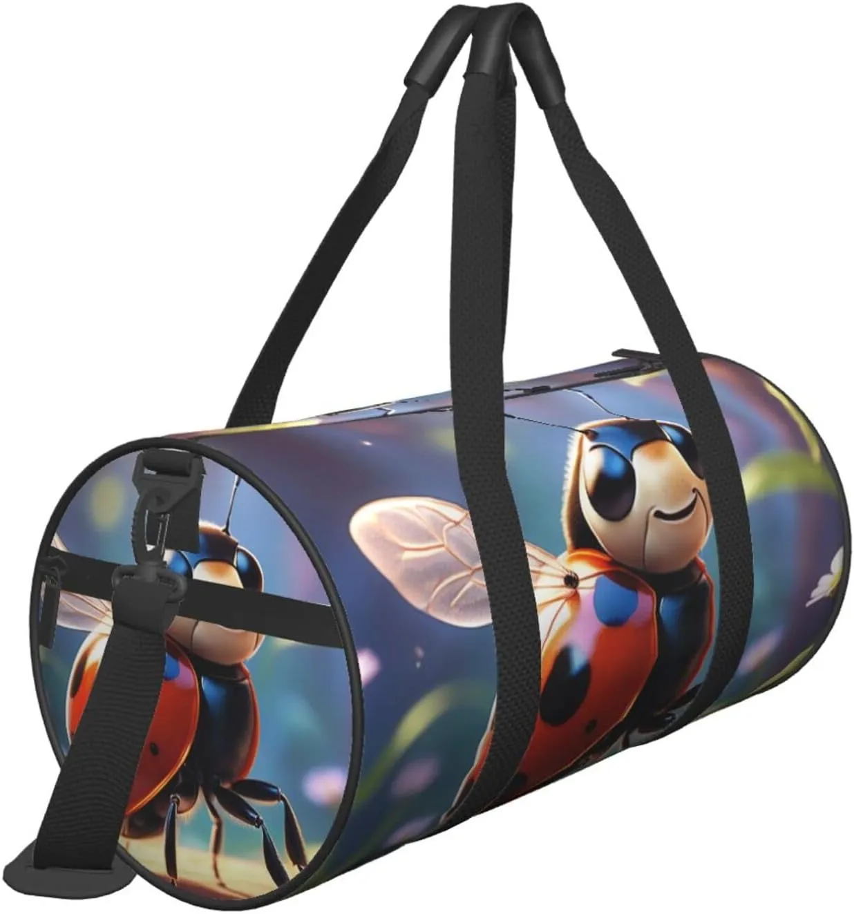 ladybug Printed Travel Bag,Round Personal Item Storage bag,Foldie Duffel Bag for Traveling Vacation,Fitness,Sports