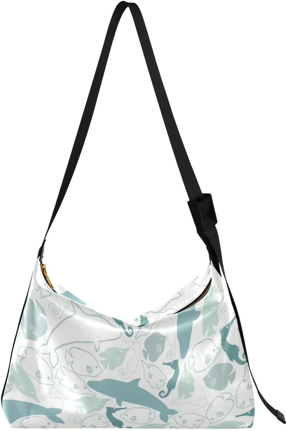 Lady's Leather Handbag with Zipper Adjustable Strap Shoulder Soft Hobo Crossboby Bag Pattern 1