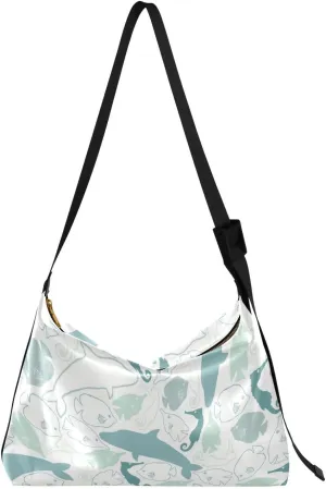 Lady's Leather Handbag with Zipper Adjustable Strap Shoulder Soft Hobo Crossboby Bag Pattern 1