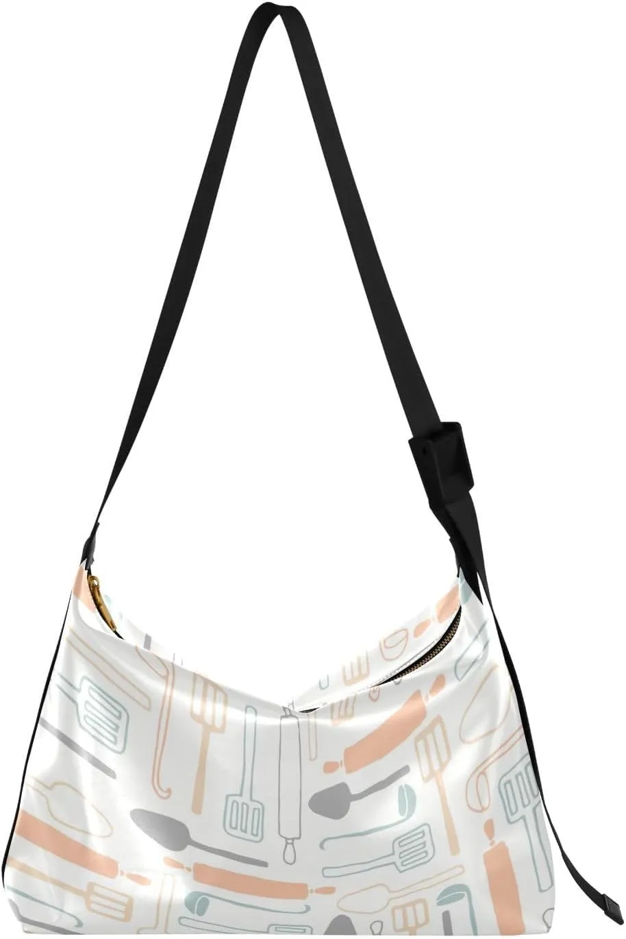Lady's Leather Handbag with Zipper Adjustable Strap Shoulder Soft Hobo Crossboby Bag Pattern 1