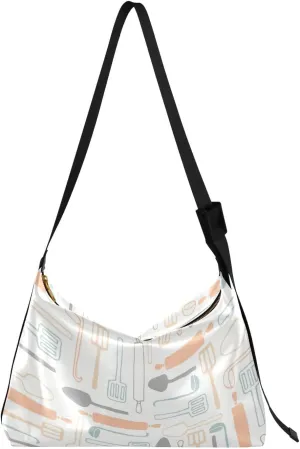Lady's Leather Handbag with Zipper Adjustable Strap Shoulder Soft Hobo Crossboby Bag Pattern 1