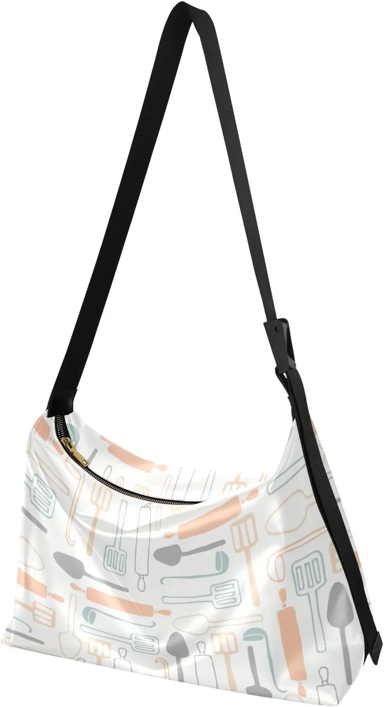Lady's Leather Handbag with Zipper Adjustable Strap Shoulder Soft Hobo Crossboby Bag Pattern 1