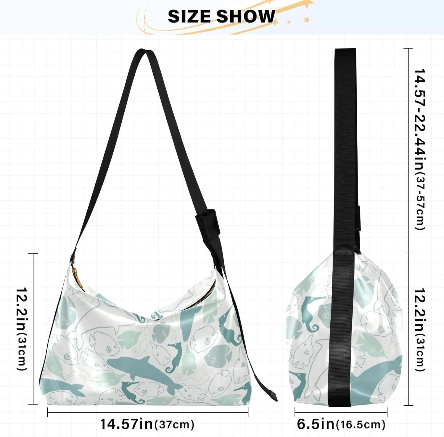 Lady's Leather Handbag with Zipper Adjustable Strap Shoulder Soft Hobo Crossboby Bag Pattern 1