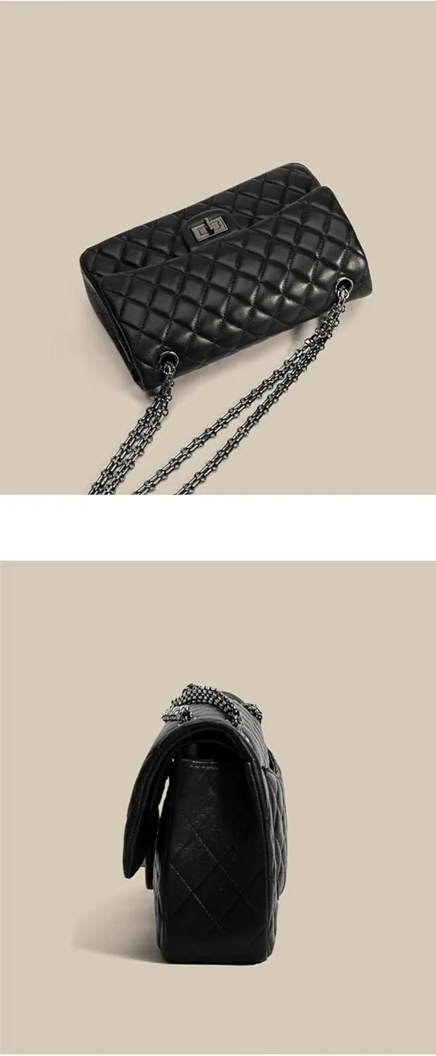 Lambskin Quilted Leather Women's Small Golden Ball OneShoulder Crossbody Chain Bag