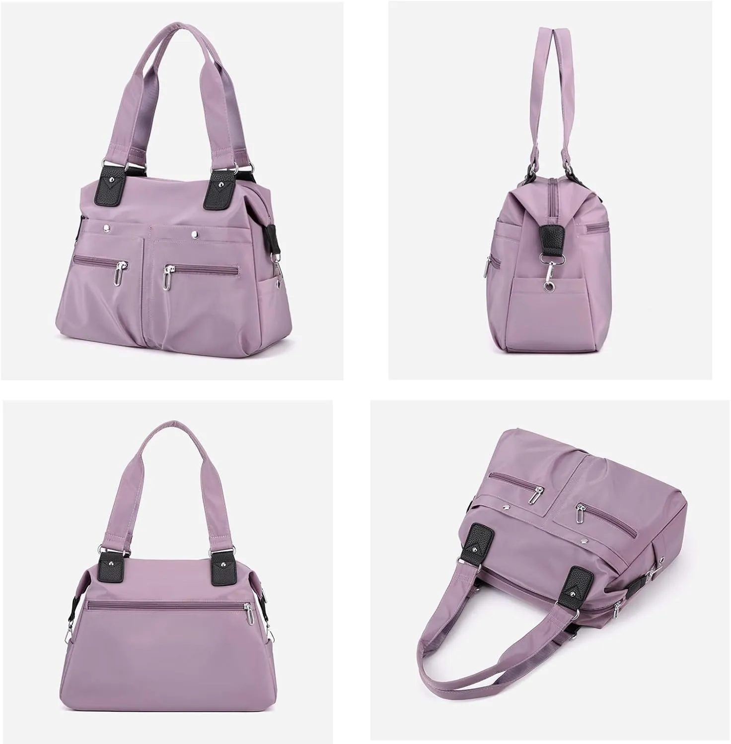 Langrents Nylon Tote Bag,Waterproof Large Capacity Multi Pocket Shoulder Bag, Crossbody Travel Bag For Women