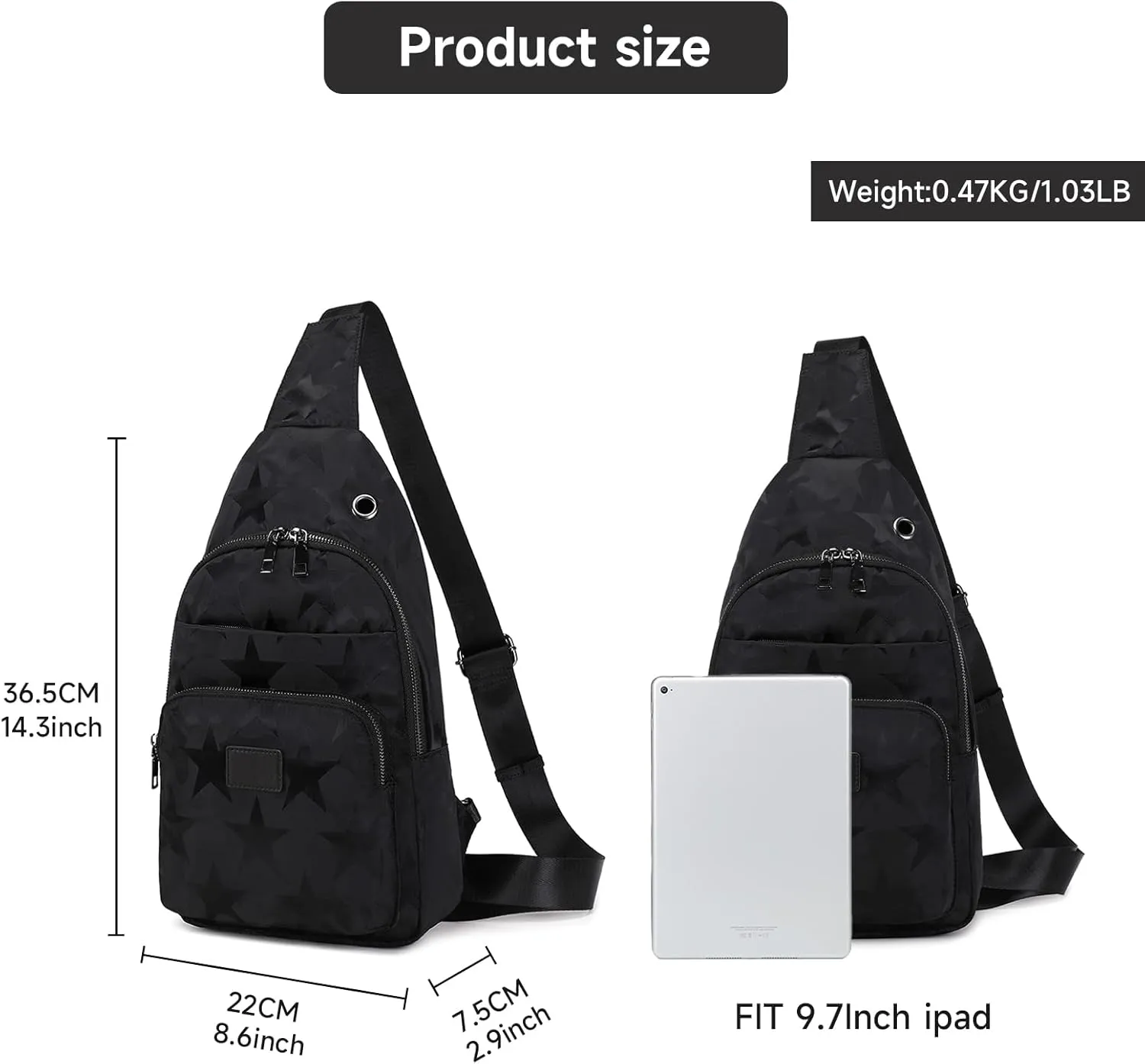 Lanola Men‘s Crossbody Sling Bag Single-shoulder Bag Chest Bag Outdoors Travel Hiking Chest Bag Daypack for Men