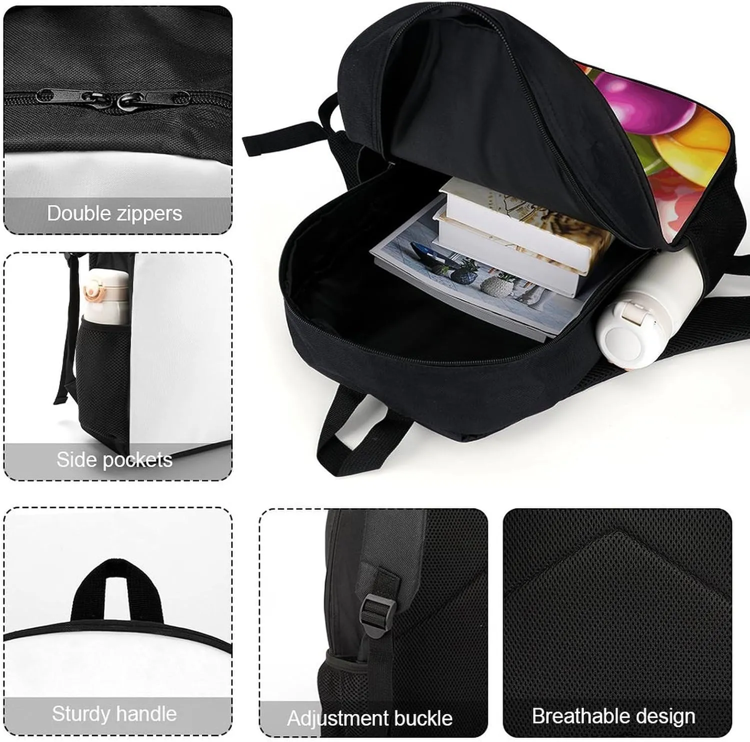 Laptop Backpack for Men Women Daypack Cartoon Candy Computer Bag Travel Backpacks Laptop Bag