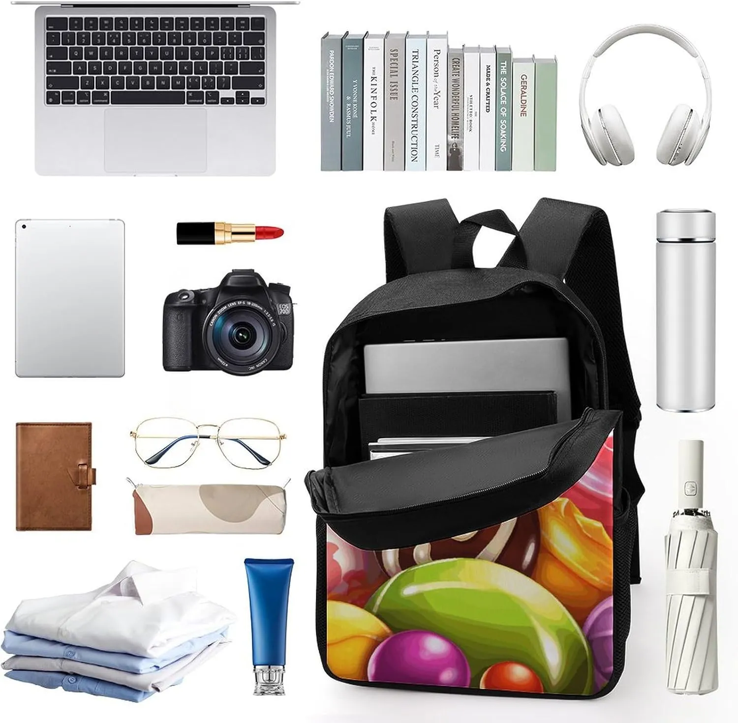 Laptop Backpack for Men Women Daypack Cartoon Candy Computer Bag Travel Backpacks Laptop Bag