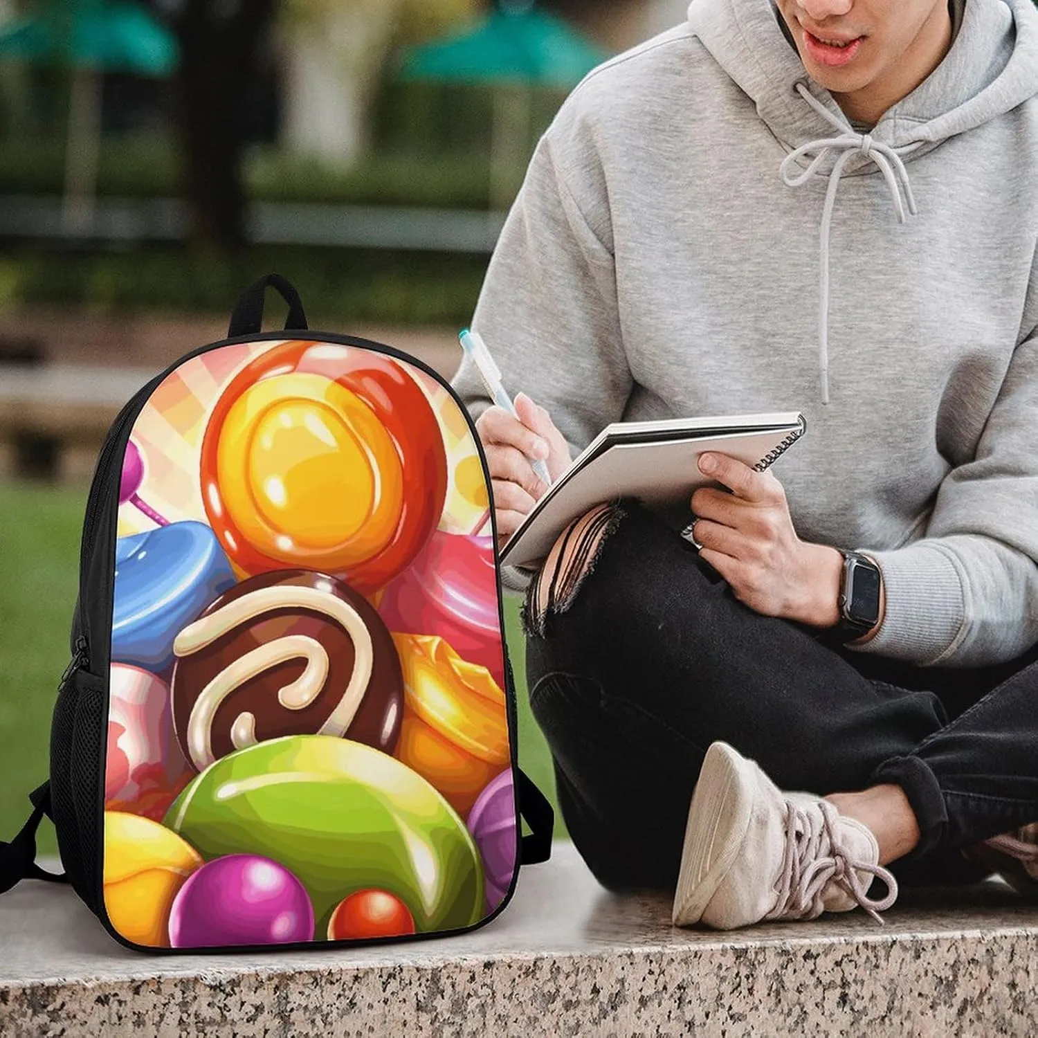 Laptop Backpack for Men Women Daypack Cartoon Candy Computer Bag Travel Backpacks Laptop Bag