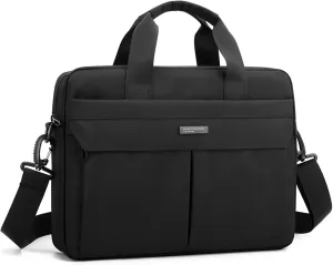 Laptop Bag 14 Inch Briefcase for Men Women Waterproof Nylon Lightweight Compact, Shoulder Messenger Handbag for Business Office Work Travel College Black