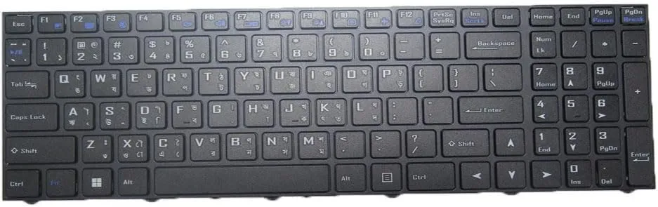 Laptop Keyboard for CLEVO PB71 PB71ED PB71ED-G PB71EF PB71EF-E PB71RC PB71RD PB71RF Bengali Bangla MU Black Frame New