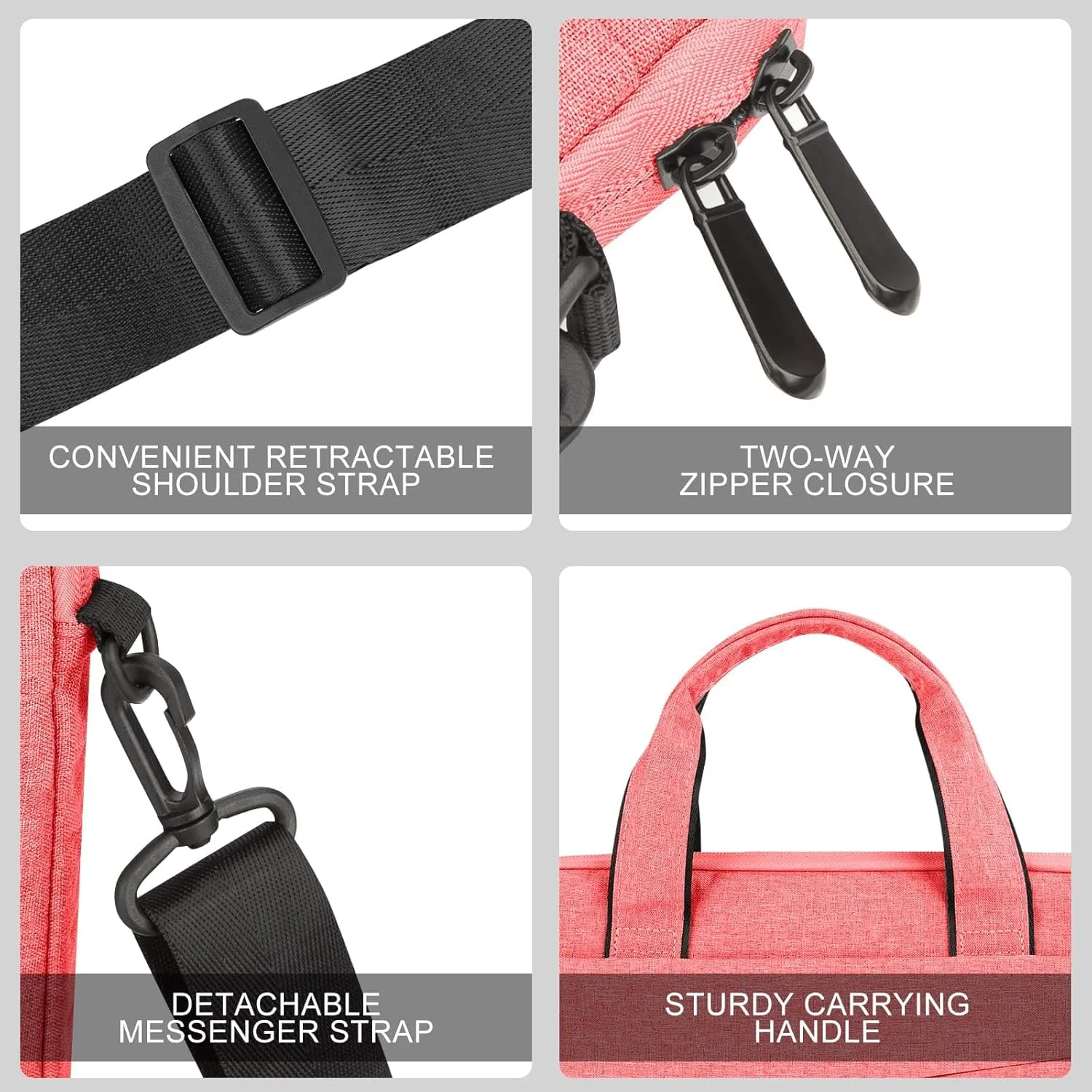 Laptop Sleeve Shoulder Bag 13-14 Inch PC Portable Handbag Carrying Case Compatible with 14 inch VivoBook/ZenBook/ThinkPad Acer ASUS Dell HP Chromebook Samsung Notebook Surface, Pink