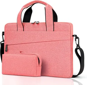 Laptop Sleeve Shoulder Bag 13-14 Inch PC Portable Handbag Carrying Case Compatible with 14 inch VivoBook/ZenBook/ThinkPad Acer ASUS Dell HP Chromebook Samsung Notebook Surface, Pink