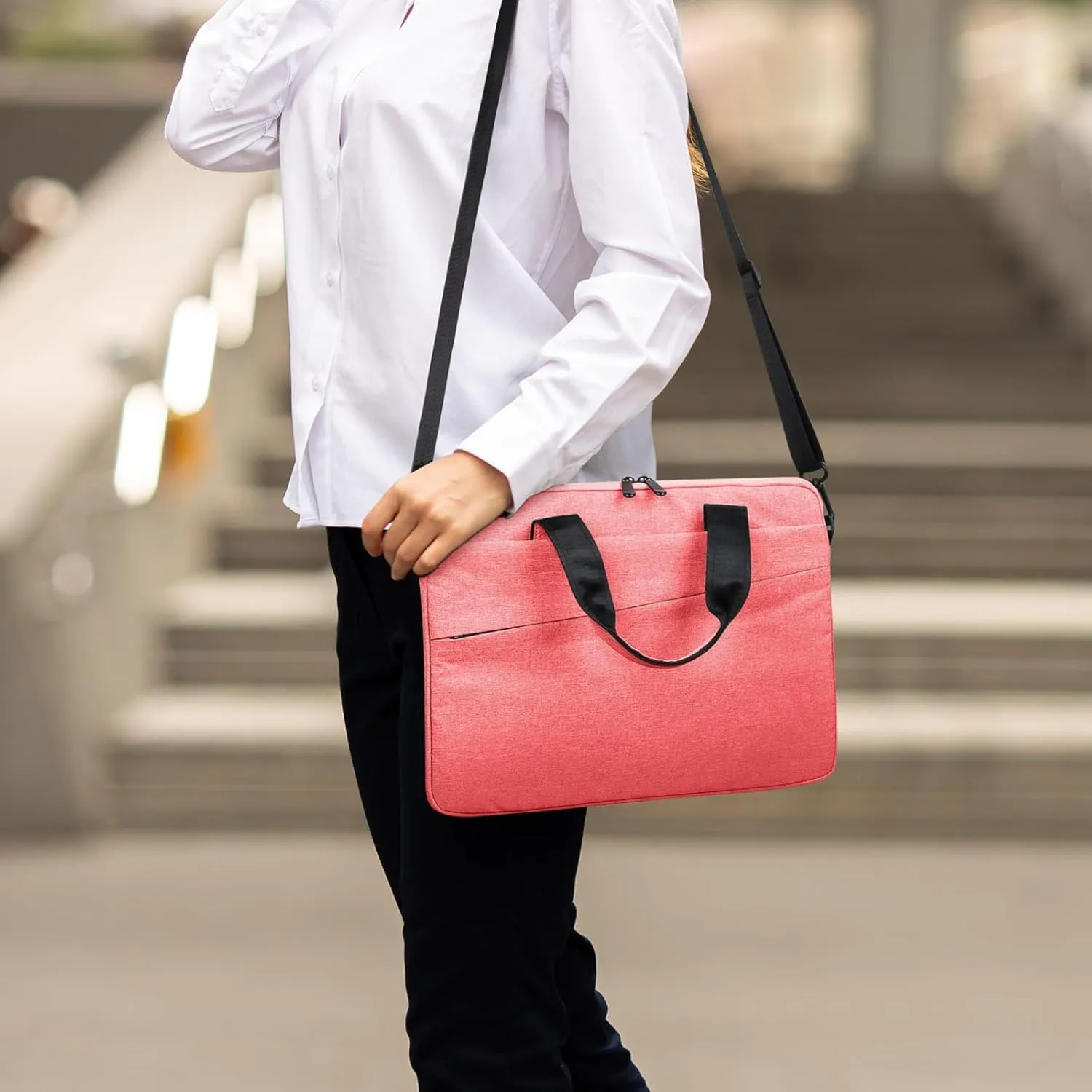 Laptop Sleeve Shoulder Bag 13-14 Inch PC Portable Handbag Carrying Case Compatible with 14 inch VivoBook/ZenBook/ThinkPad Acer ASUS Dell HP Chromebook Samsung Notebook Surface, Pink
