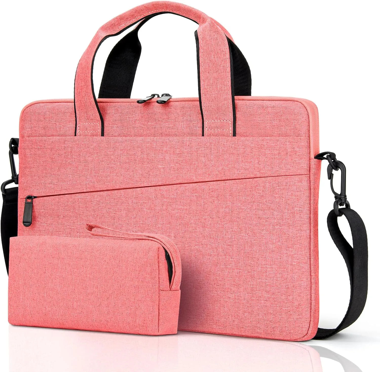 Laptop Sleeve Shoulder Bag 13-14 Inch PC Portable Handbag Carrying Case Compatible with 14 inch VivoBook/ZenBook/ThinkPad Acer ASUS Dell HP Chromebook Samsung Notebook Surface, Pink