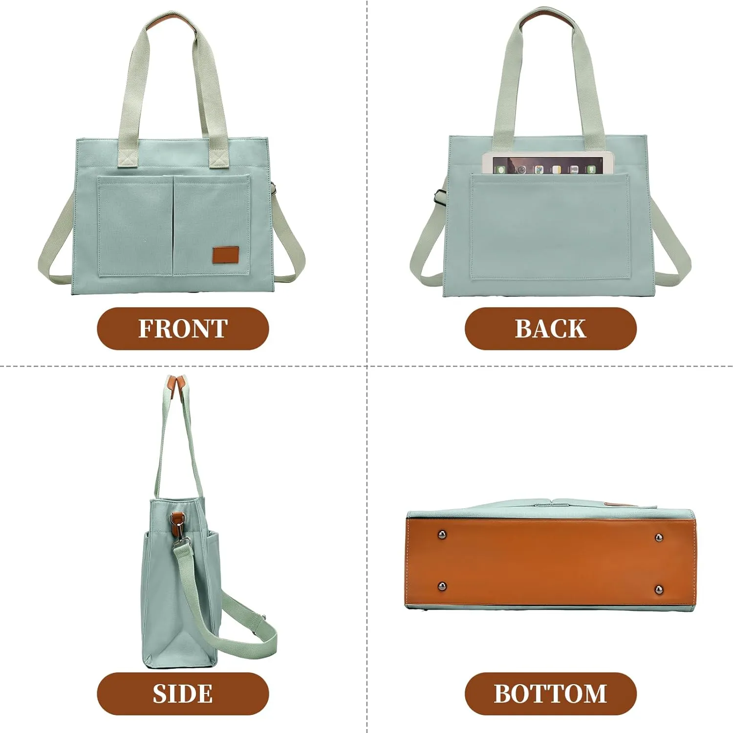 Laptop Tote Bag for Women - 15.6” Laptop Compartment & Pockets, Stands Upright, Convertible Handbag/Shoulder/Crossbody Bag