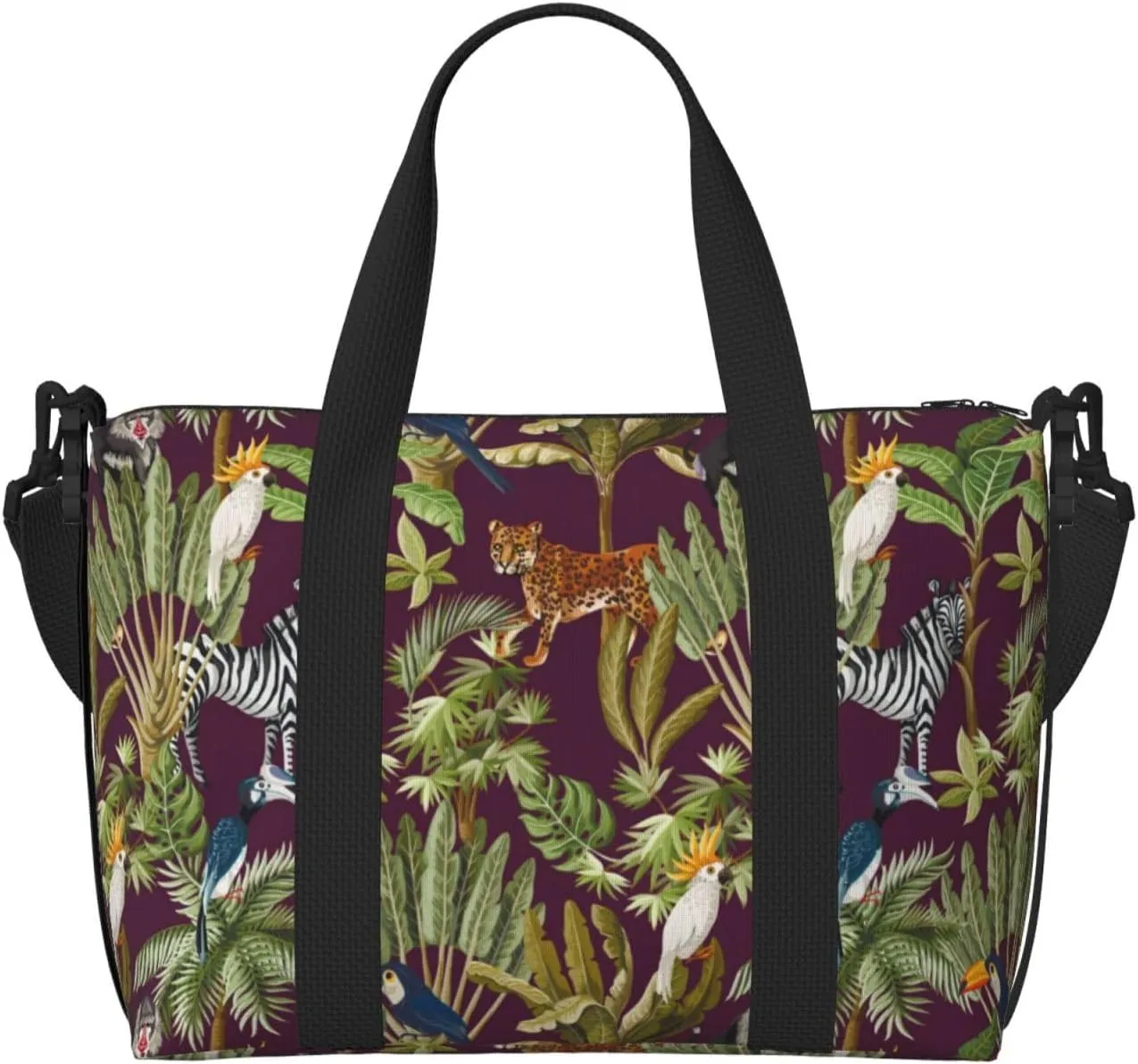 Laptop Tote Bag for Women Work - Cute Parrot Baboon Leopard Zebra Gym Bag for Women Men, Crossbody Travel Bags for Women Men Carry On, Weekender Bags for Women Travel