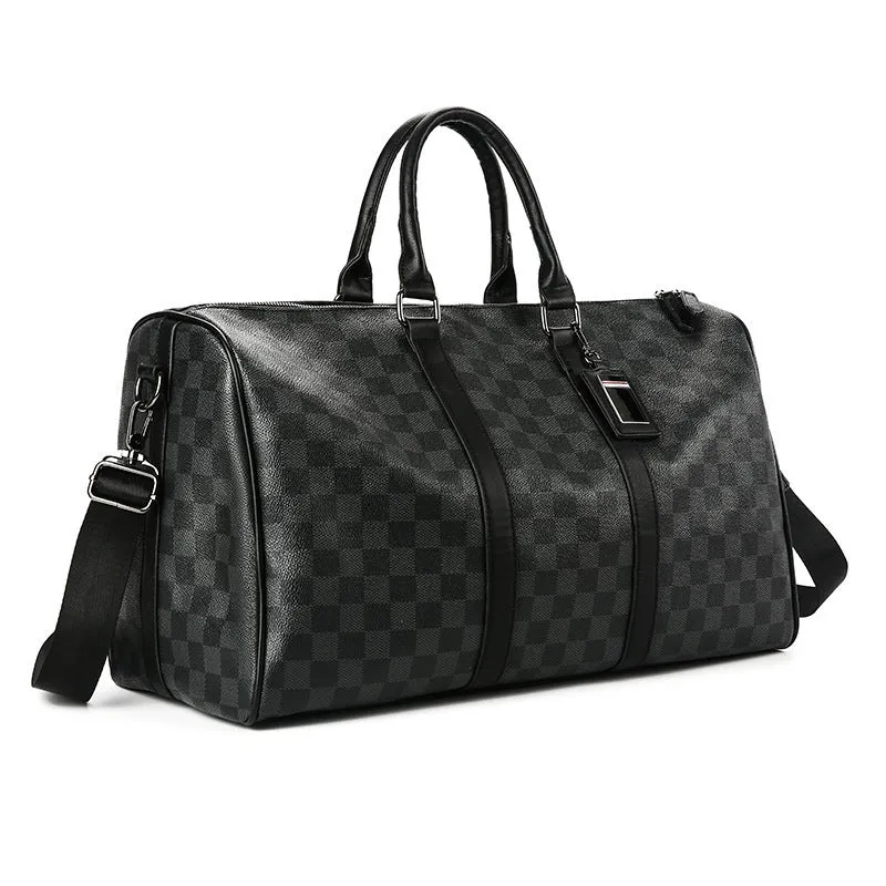 Large Capacity Korean Plaid Crossbody Bag – Stylish PU Leather