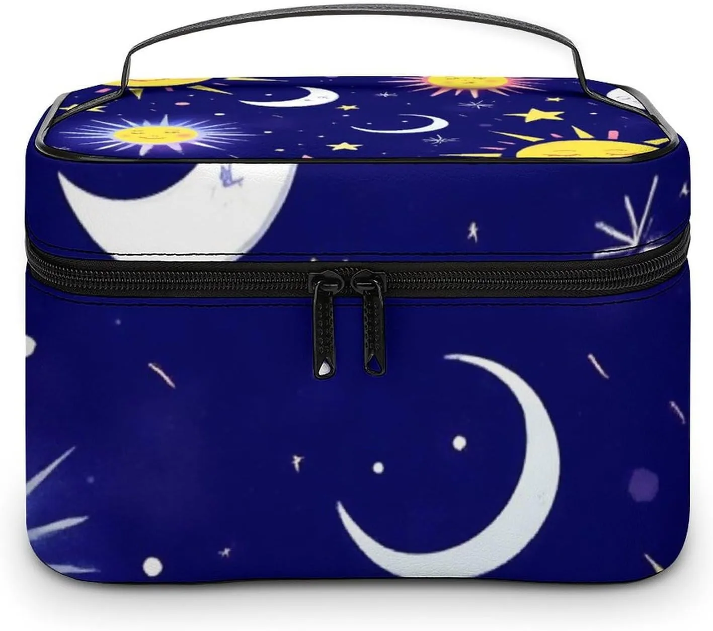 Large Capacity Makeup Bag for Women, Multifunctional Portable Cosmetic Case Sun Moon Stars Zodiac Goth Purple Space Galaxy Constellation Toiletry Organizer Bag Travel Accessories