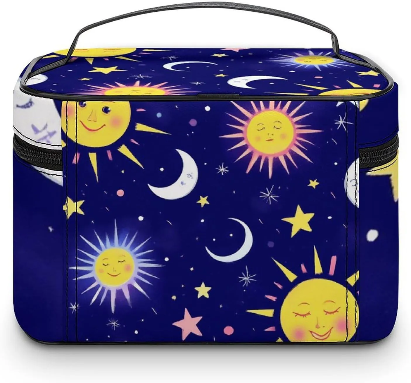 Large Capacity Makeup Bag for Women, Multifunctional Portable Cosmetic Case Sun Moon Stars Zodiac Goth Purple Space Galaxy Constellation Toiletry Organizer Bag Travel Accessories