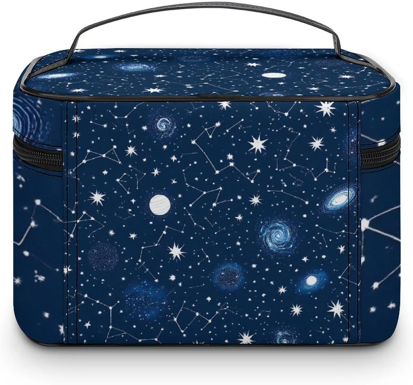 Large Capacity Makeup Bag for Women, Multifunctional Portable Cosmetic Case Zodiac Constellation Galaxy Starry Night Stars Glow In The Dark Midnight Toiletry Organizer Bag Travel Accessories