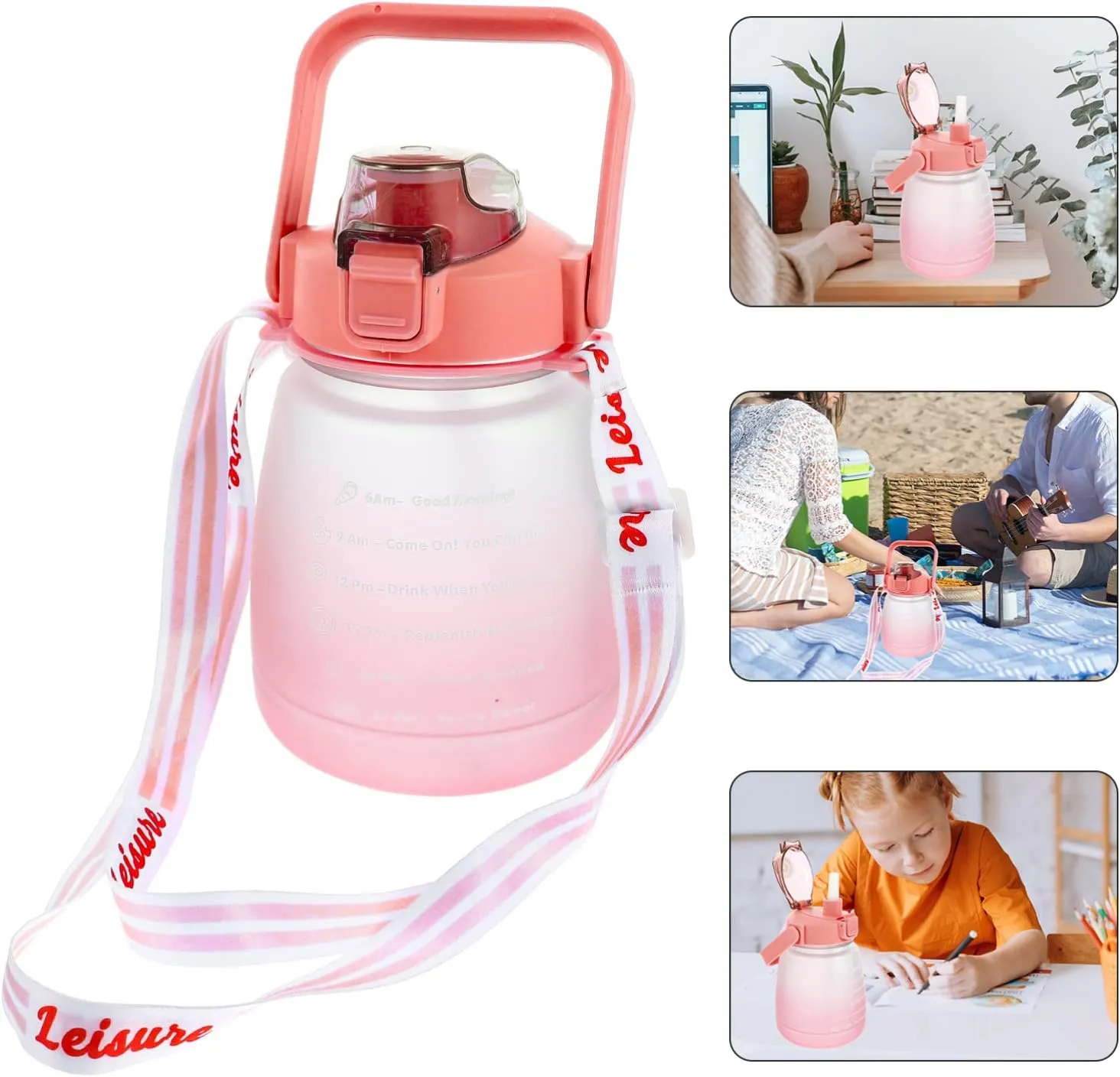 Large Capacity Water Bottle with Water Jug for Fitness Portable Water Container for Outdoor Activities Easy to Clean and Track Hydration