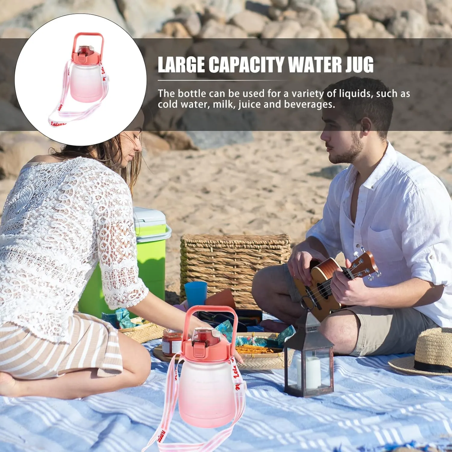 Large Capacity Water Bottle with Water Jug for Fitness Portable Water Container for Outdoor Activities Easy to Clean and Track Hydration