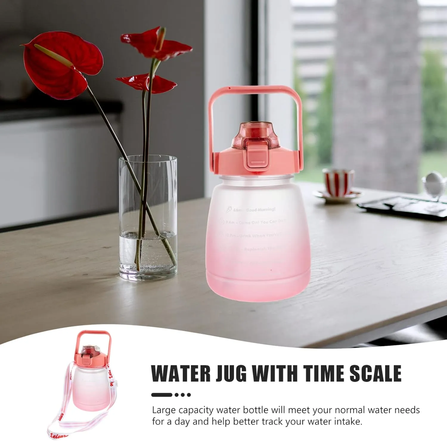 Large Capacity Water Bottle with Water Jug for Fitness Portable Water Container for Outdoor Activities Easy to Clean and Track Hydration