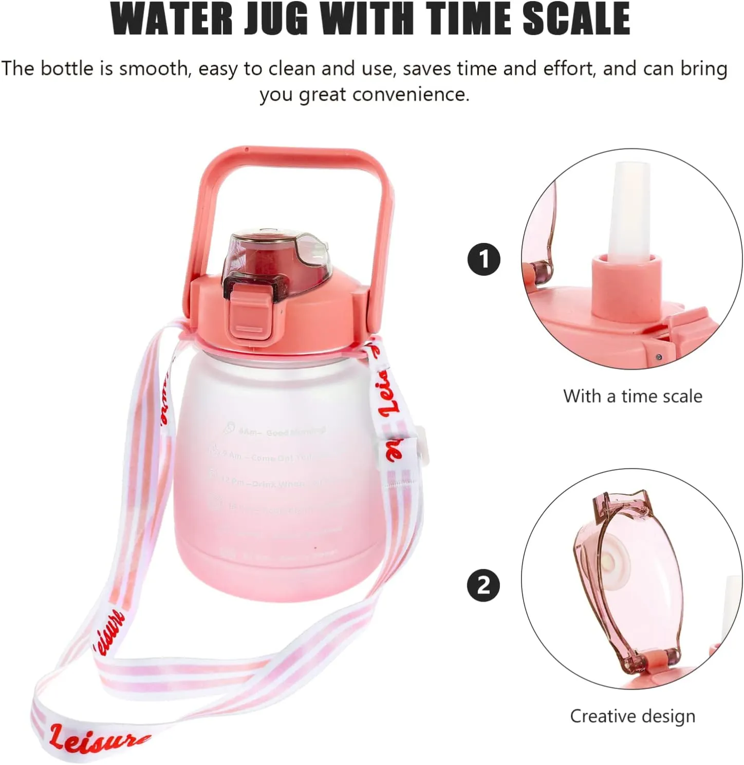 Large Capacity Water Bottle with Water Jug for Fitness Portable Water Container for Outdoor Activities Easy to Clean and Track Hydration