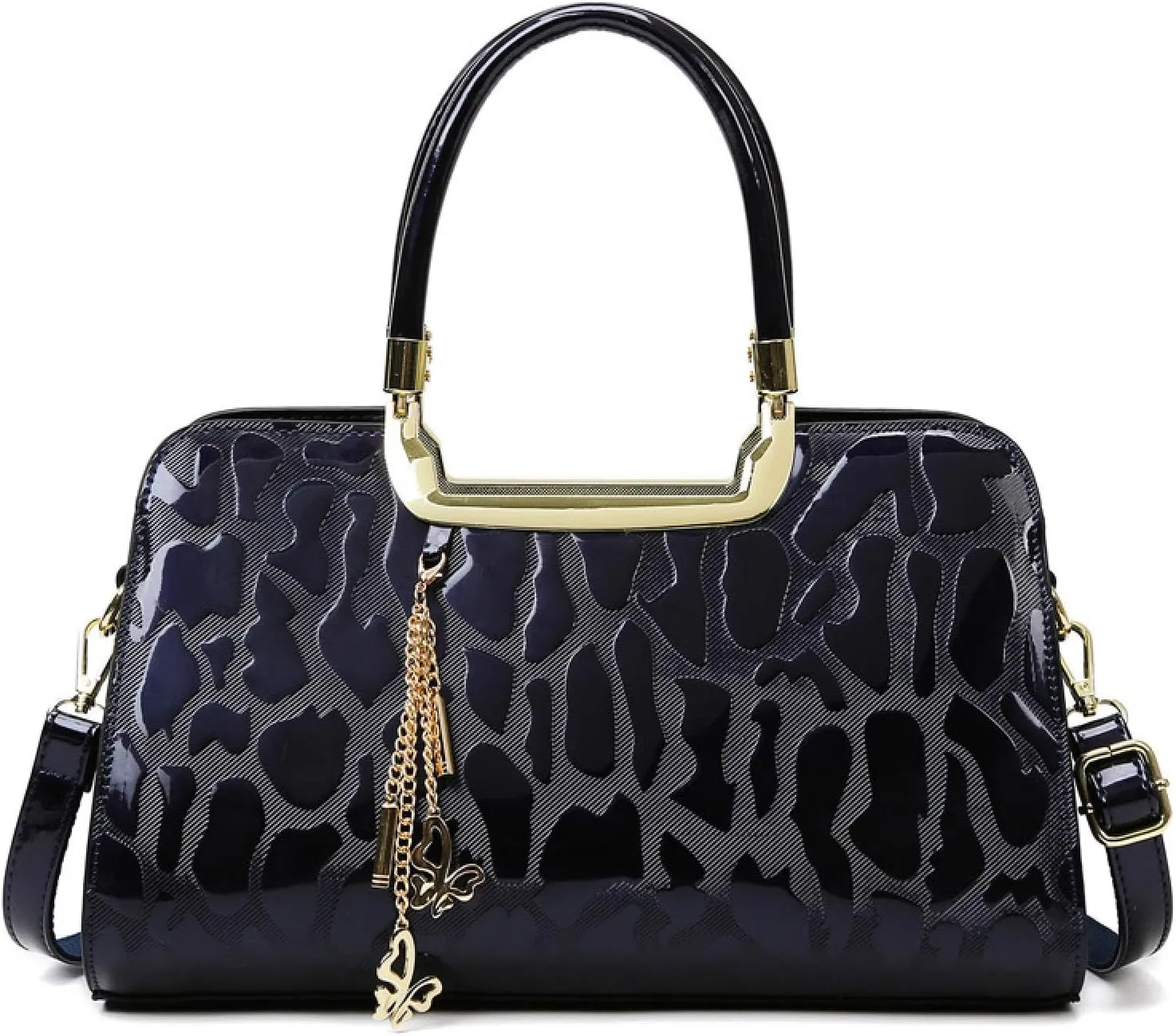 Large Capacity Women's Bag Women's Patent Leather Stone Pattern Shoulder Crossbody Bag