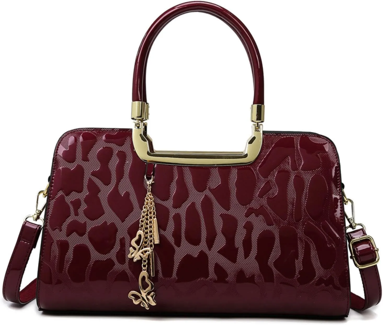 Large Capacity Women's Bag Women's Patent Leather Stone Pattern Shoulder Crossbody Bag