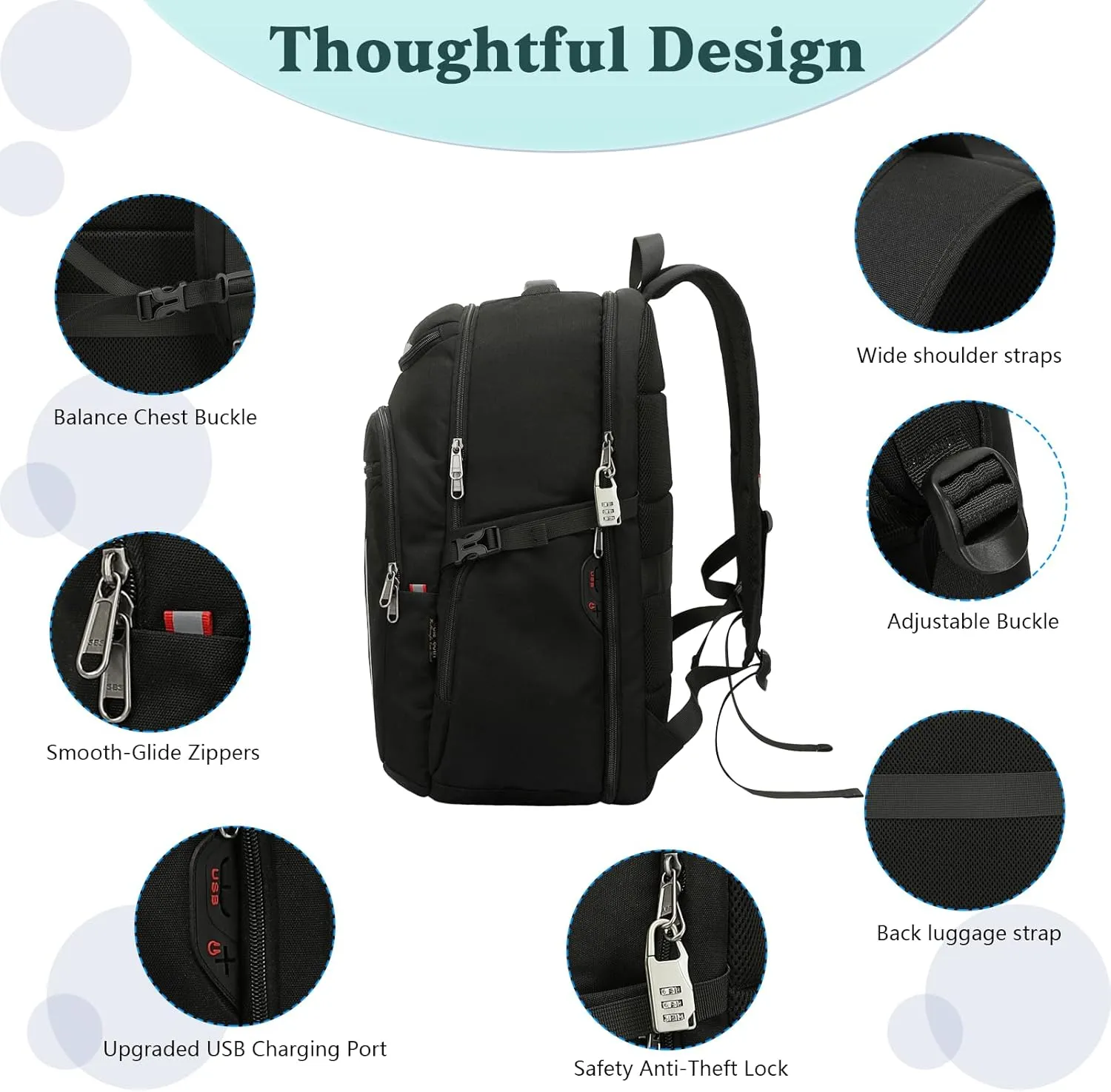 Large Laptop Backpack with USB Charging Port, Anti-Theft Water Resistant Business Travel Backpack Computer Bag Fits 17" Laptop & College Essentials