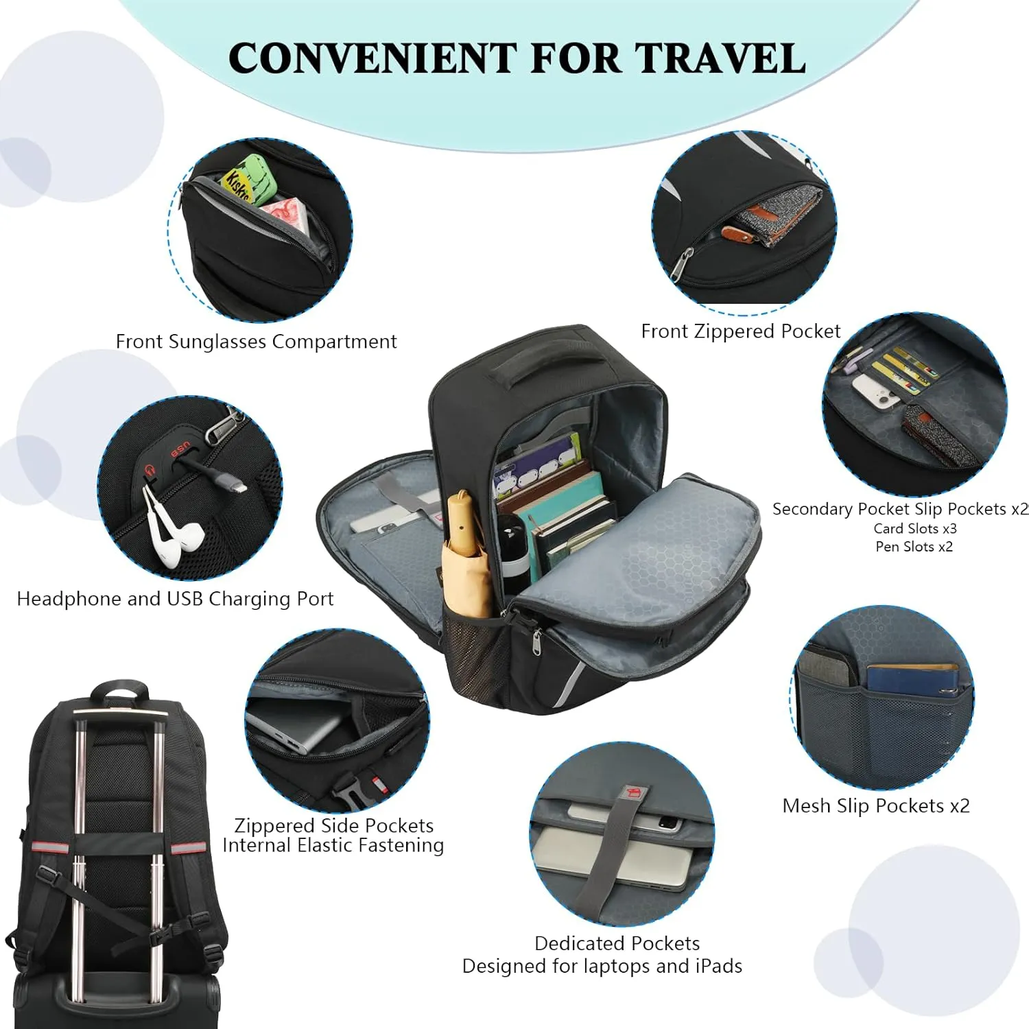 Large Laptop Backpack with USB Charging Port, Anti-Theft Water Resistant Business Travel Backpack Computer Bag Fits 17" Laptop & College Essentials