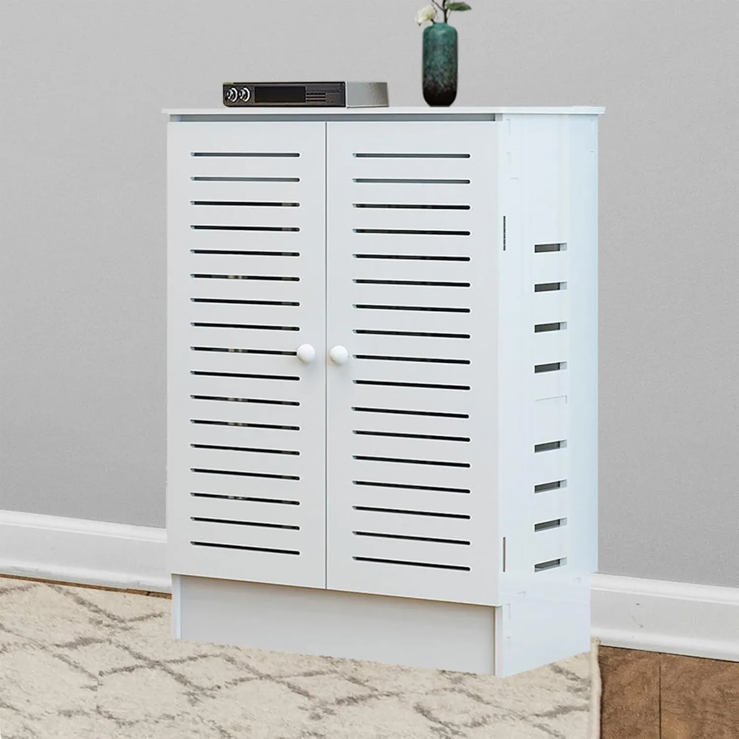 Large WiFi Router Storage Box, 19.7 X 9.8 X 27.5 IN , WiFi Router Cabinet with Adjustable Shelf, Router, Power Strip and Cable Management Hider Organizer for Home and Office (White, 19.6x27.5x9.8in)
