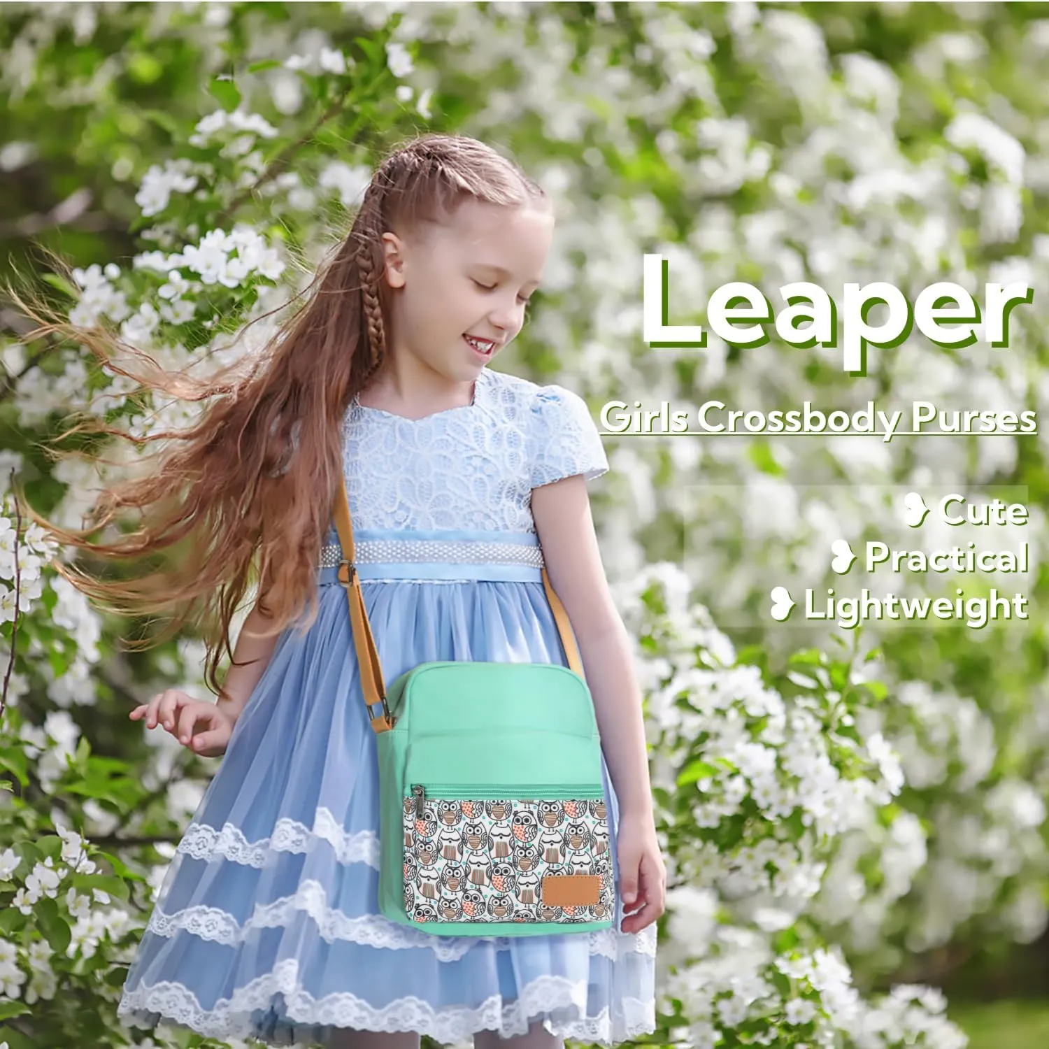 Leaper Girls Crossbody Purses for Kids 2 PCS Cross Body Bag Women Messenger Bag Girls Canvas Bag Cross Body Purse Set