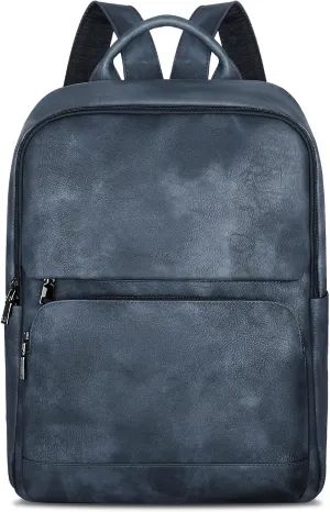Leather Backpack for Women, Vintage 15.6 inch Laptop Backpack Purse for Women, College Casual Backpacks Ladies Computer Bags for Travel Business Work Vintage Blue