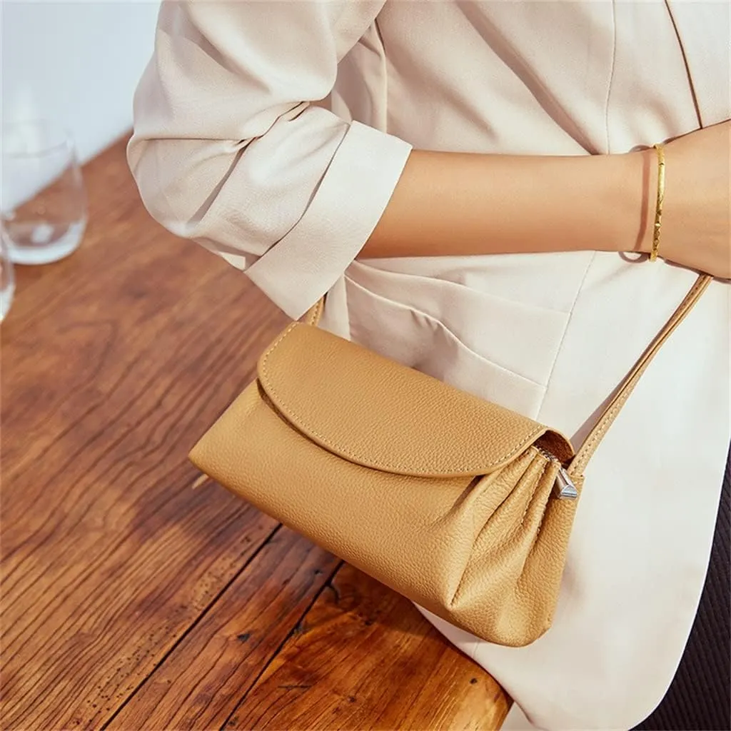 Leather Bag Female Bag All-match Temperament Layer Soft Cowhide Single Shoulder Crossbody Bag