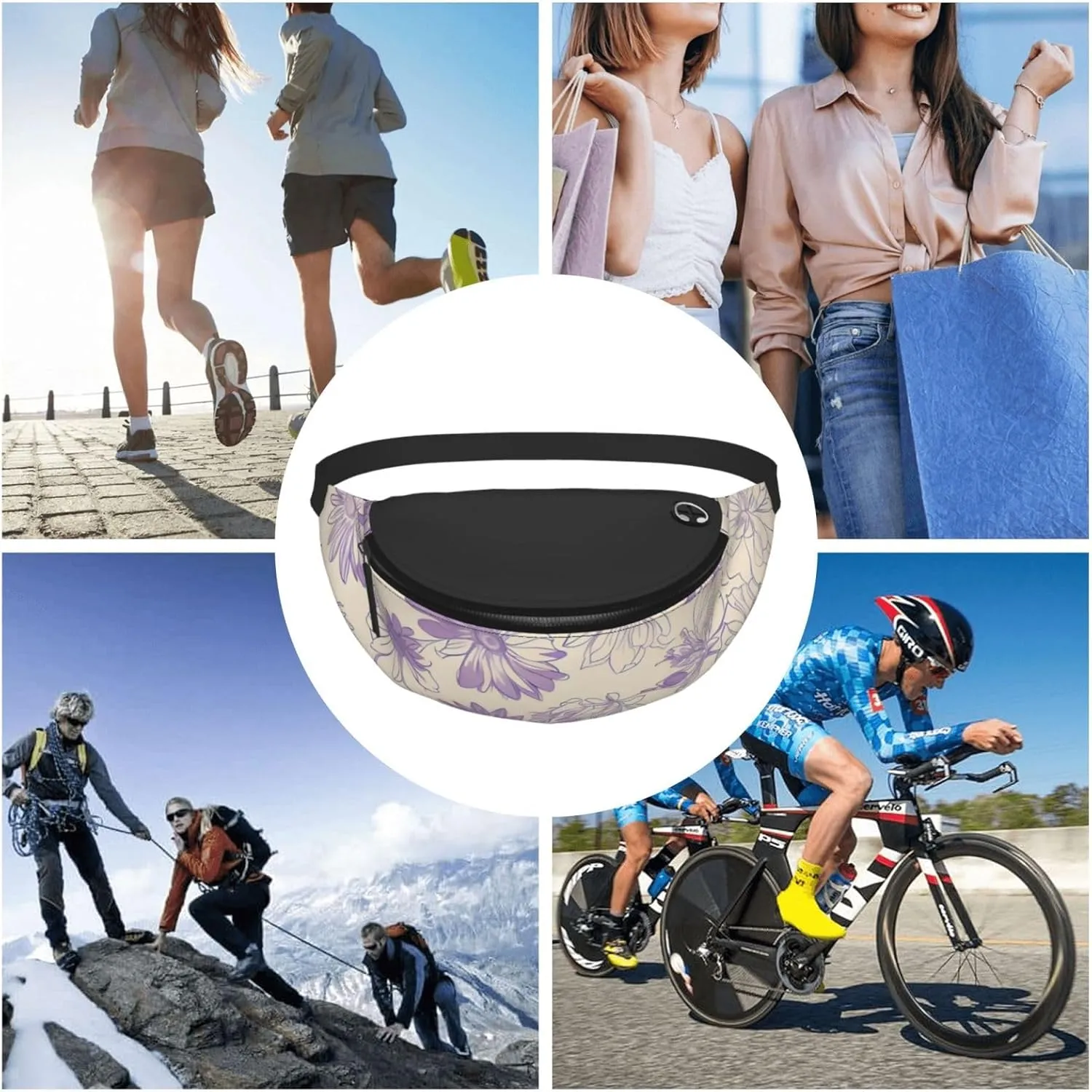 Leisure Sports Crossbody Bag Running Casual Hands-Free Wallets Waist Pack for Man Woman Father's Day for Dad Butterfly Flowers