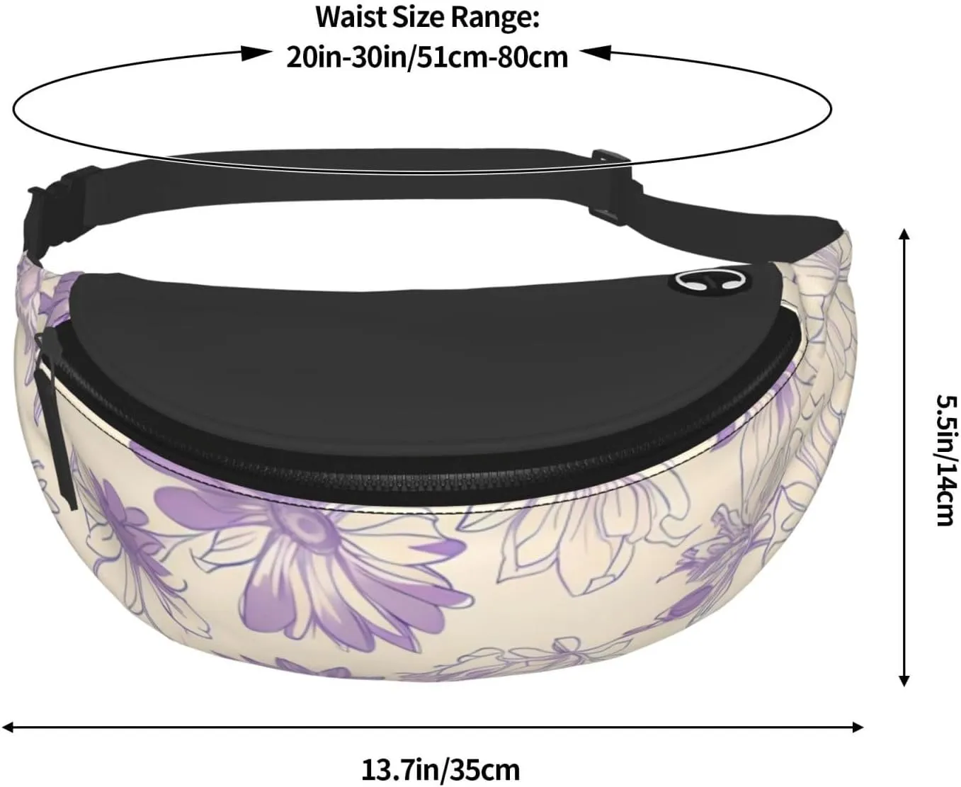 Leisure Sports Crossbody Bag Running Casual Hands-Free Wallets Waist Pack for Man Woman Father's Day for Dad Butterfly Flowers